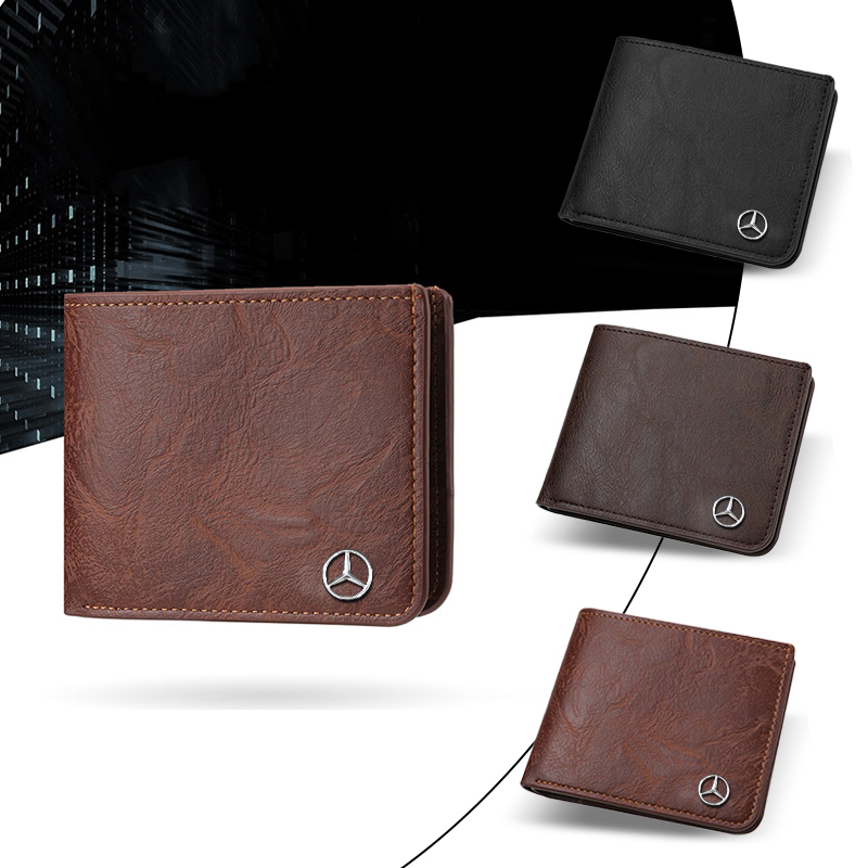 Index Card Holder - Vintage Metal Logo Leather Wallet Car