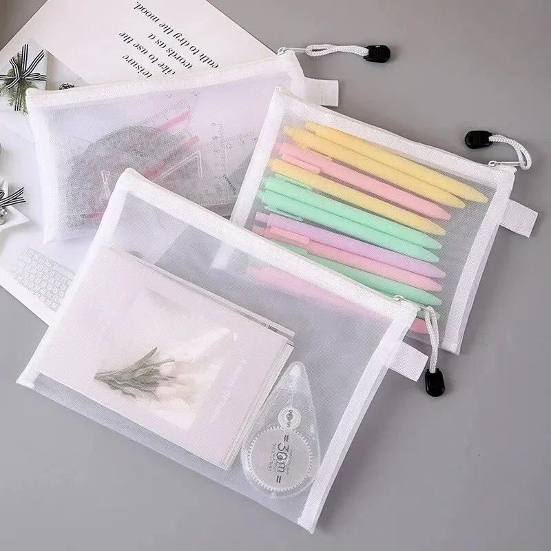 Index Card Holder - 3pcs/Set Transparent Document Bag Mesh Zipper