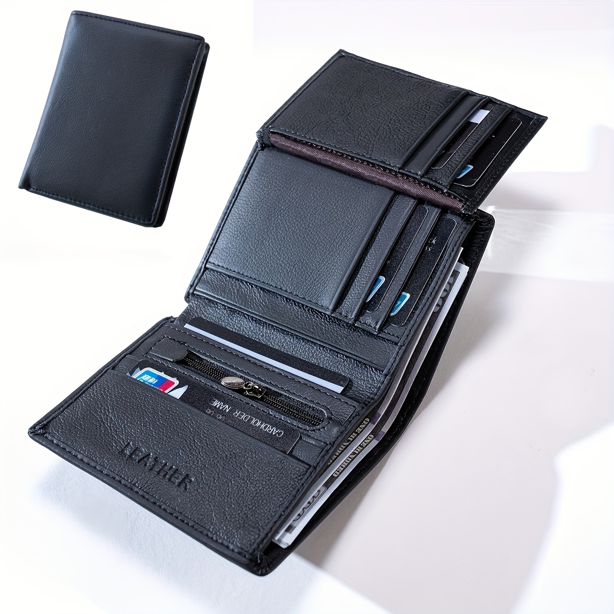 Index Card Holder - 1 men's distinguished leather wallet, retro