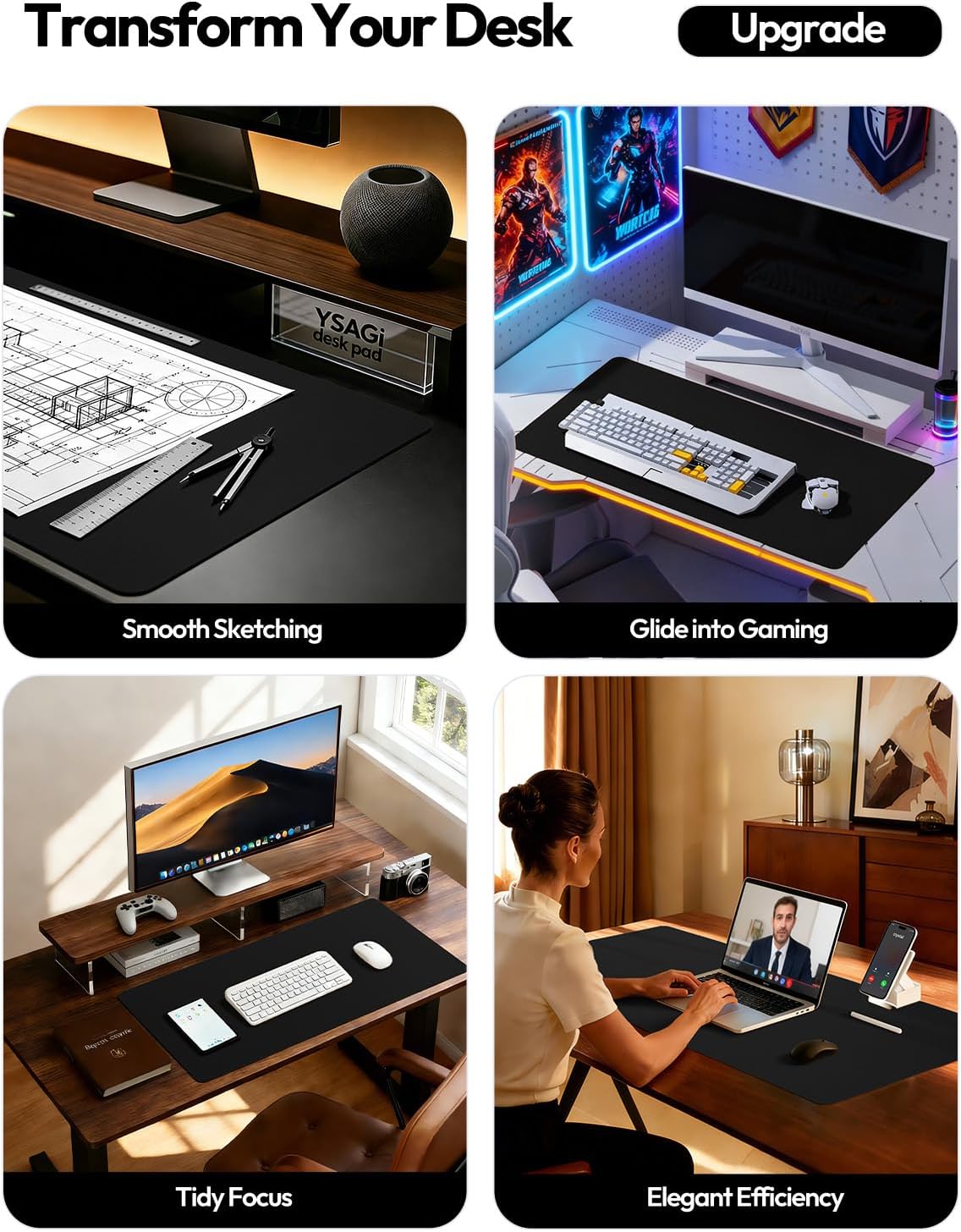 Large PU Leather Desk Pad Prot - Leather Desk Pad recension och pris