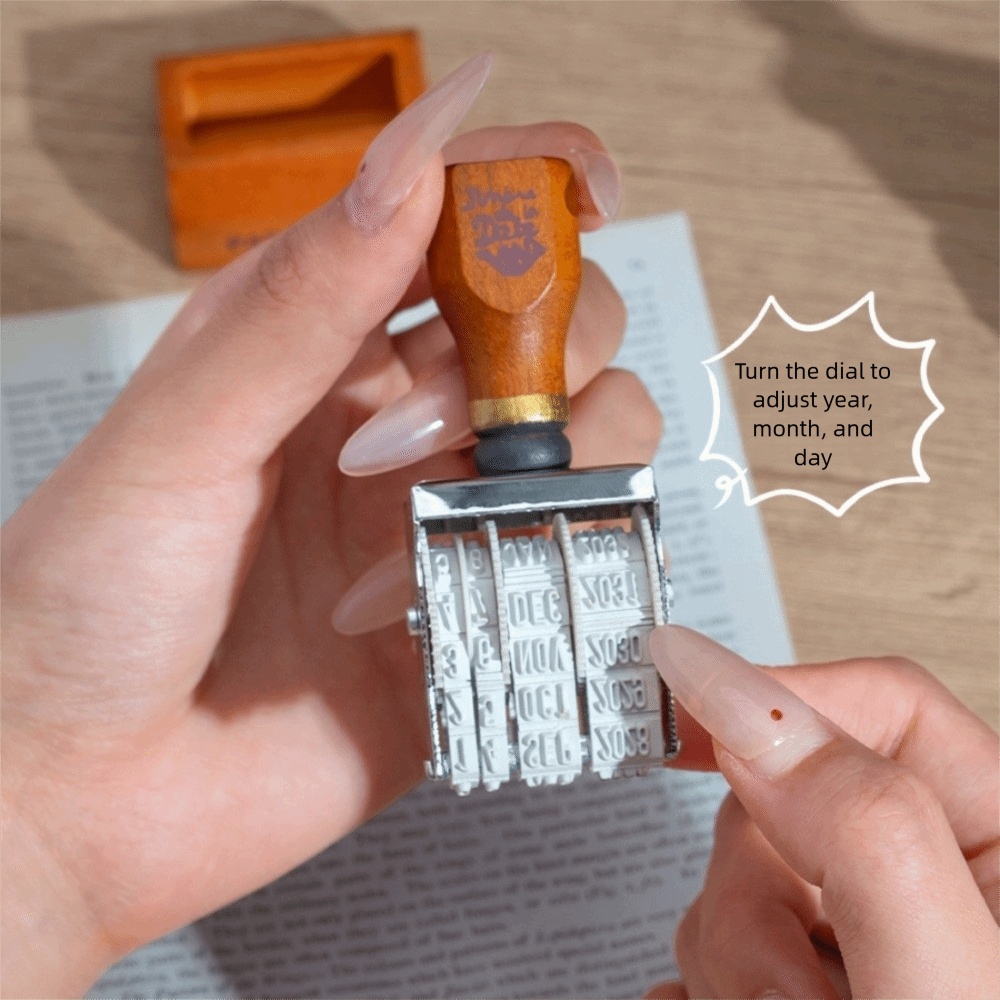Retro Wooden Roller Date Seal  - Rubber Date Stamp recension och pris