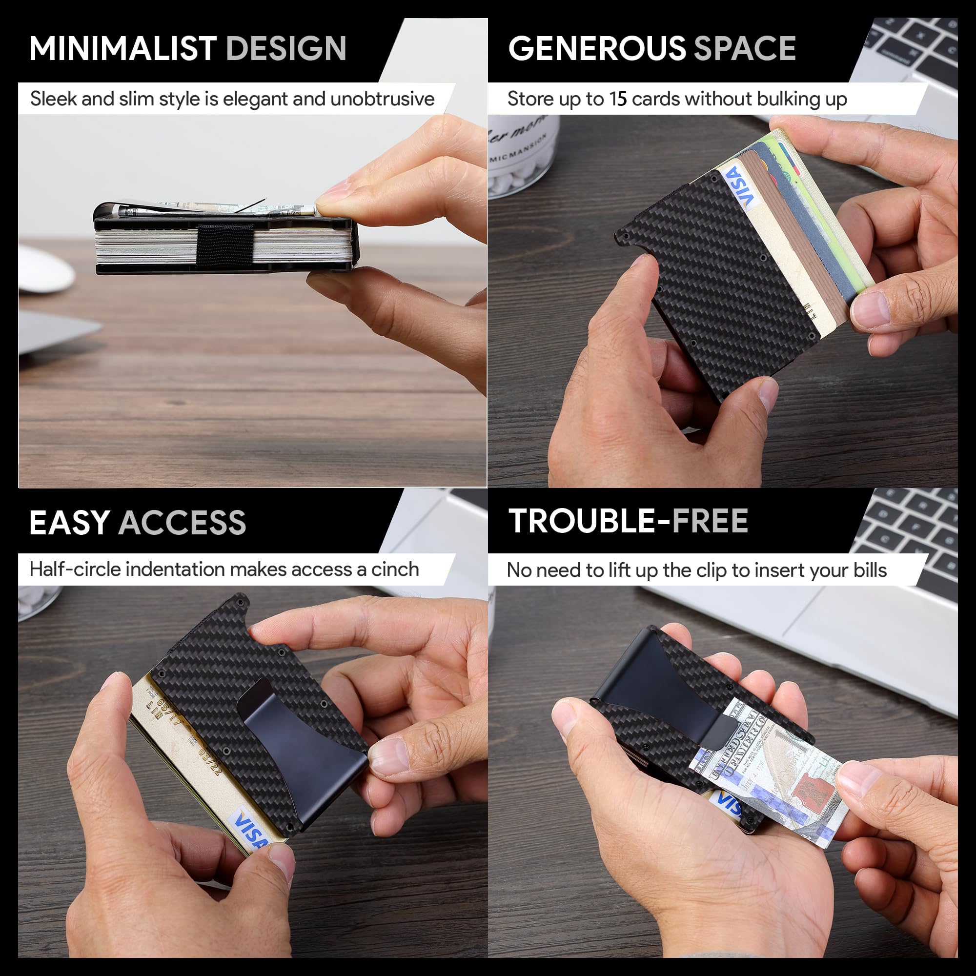 Carbon Fiber Wallet, Metal Mon - Index Card Holder recension och pris